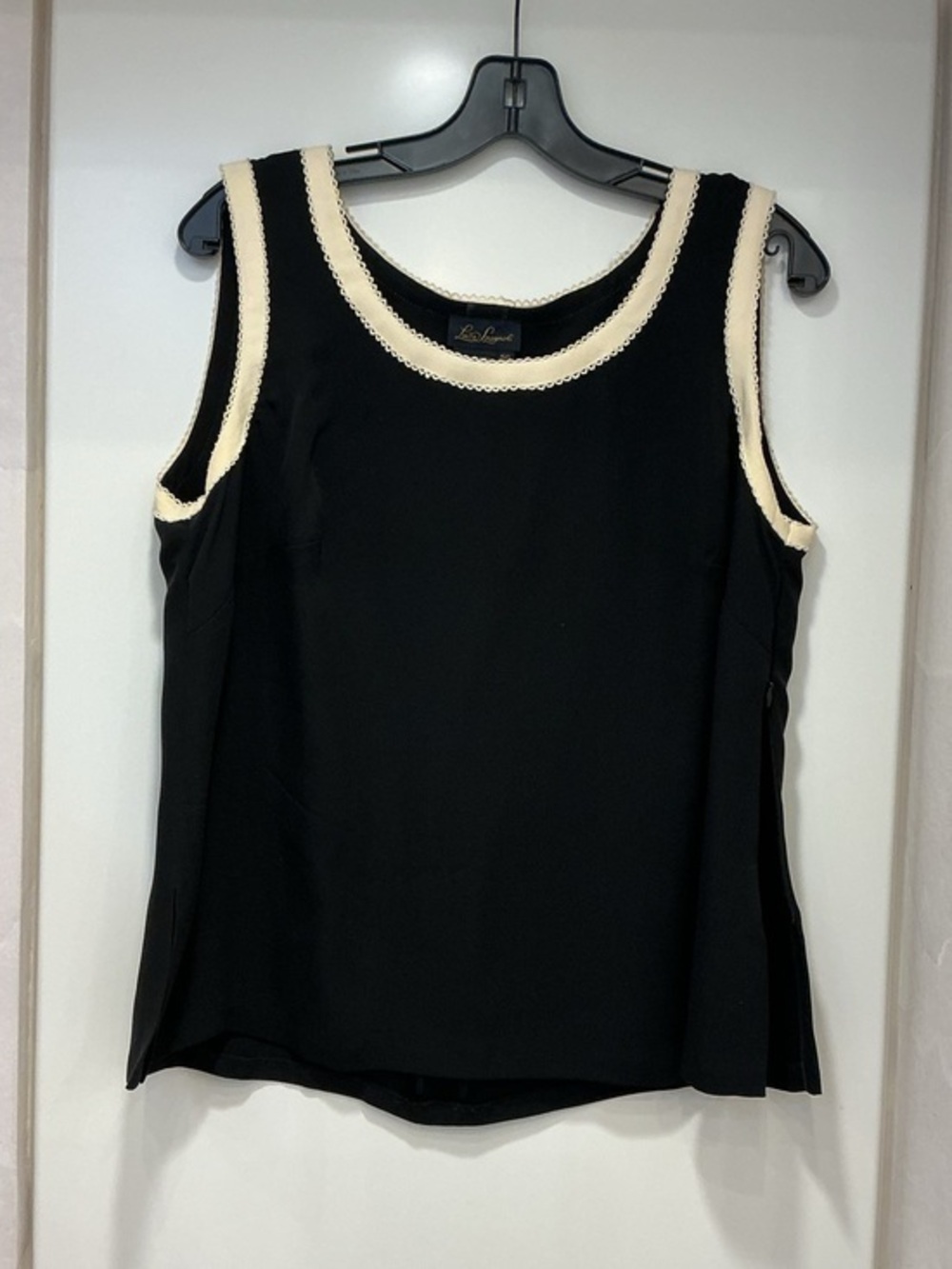 Luisa Spagnoli Black Tank with Cream Trim
